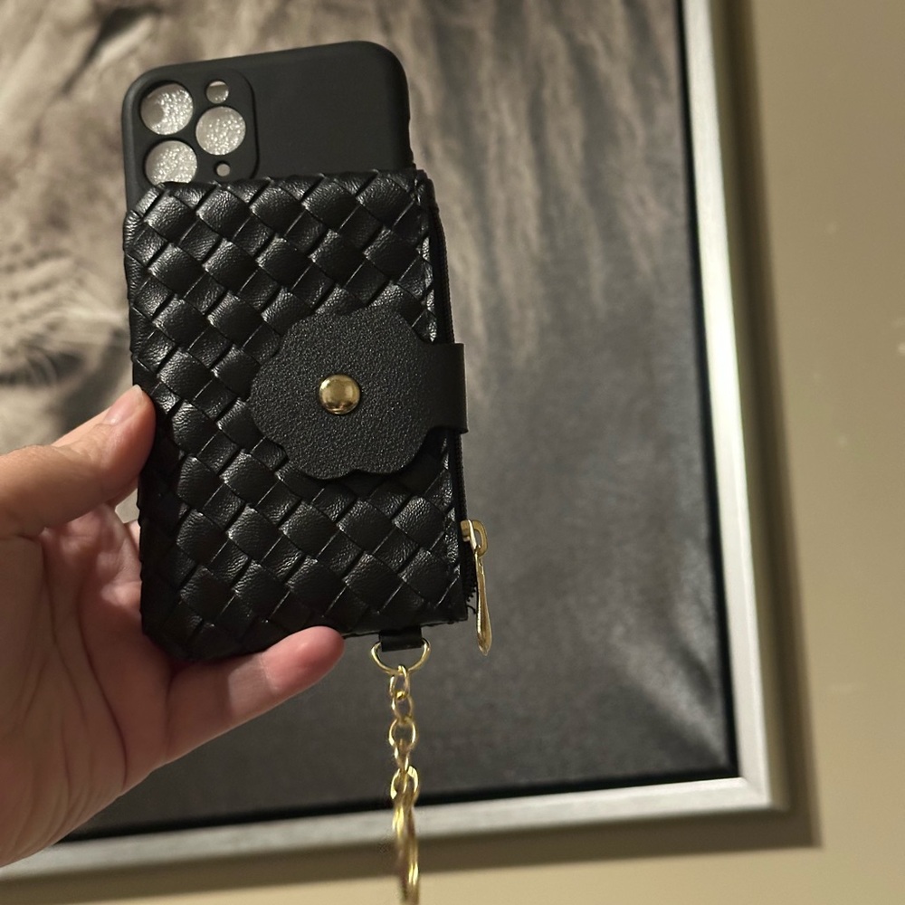 Black Woven Phone Case with Keychain